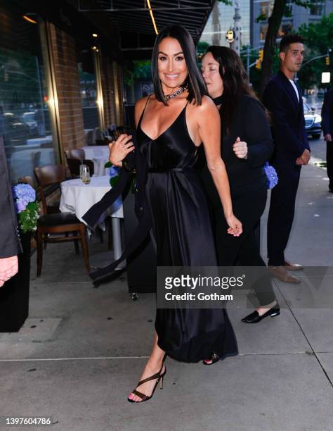Nikki Bella arrives at an NBC dinner on May 15, 2022 in New York City.
