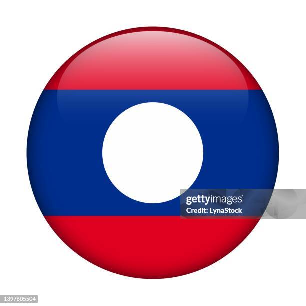 laos national flag. vector icon. glass button for web, app, ui. glossy banner. - laos stock illustrations
