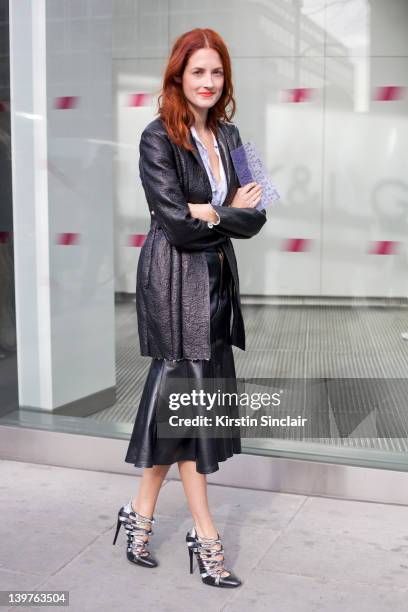 Moda Operandi Artistic Director Taylor Tomasi Hill wearing a Junya Watanabe skirt, Balenciaga shoes, Celine jacket, Equipment blouse street style at...