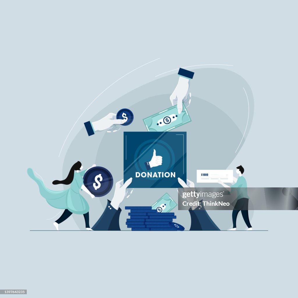 Contribution Donation Charitable Donations And Fundraising Concept High-Res Vector Graphic ...