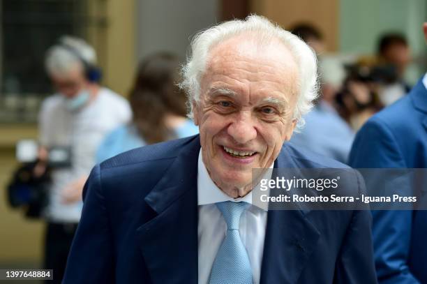 Giovanni Bazoli Emeritus Presindent of Intesa Sanpaolo Bank attends the inauguration of Gallerie d'Italia Turin at Turinetti Palace on May 16, 2022...