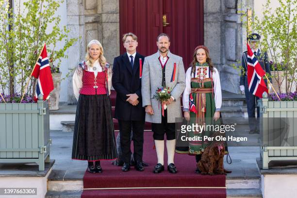 Crown Princess Mette-Marit of Norway, Prince Sverre Magnus of Norway, Crown Prince Haakon of Norway and Princess Ingrid Alexandra of Norway, attend...