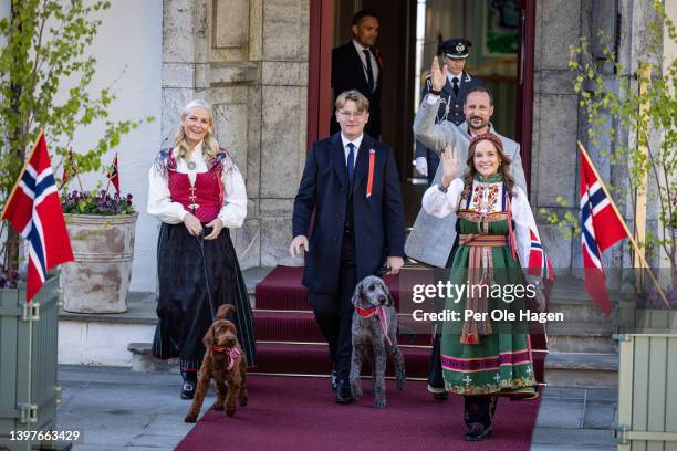 Crown Princess Mette-Marit of Norway, Prince Sverre Magnus of Norway, Crown Prince Haakon of Norway and Princess Ingrid Alexandra of Norway, attend...