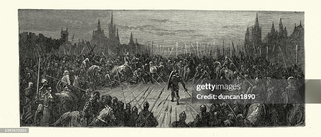 Knight Surrounded The Last Stand Sinlge Knight Surrounded By An Army On The Battlefield ...