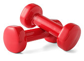 Red dumbbells isolated