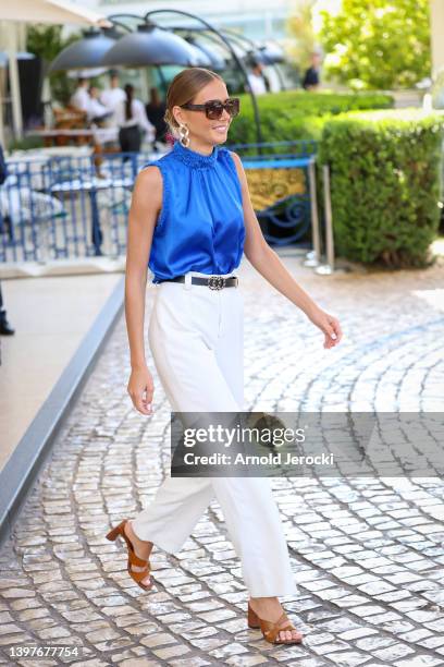 Amandine Petit is seen at the Martinez Hotel during the 75th annual Cannes film festival at on May 17, 2022 in Cannes, France.