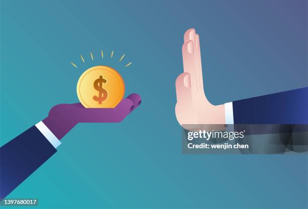 refuse to bribe with dollars - stop corruption stock illustrations