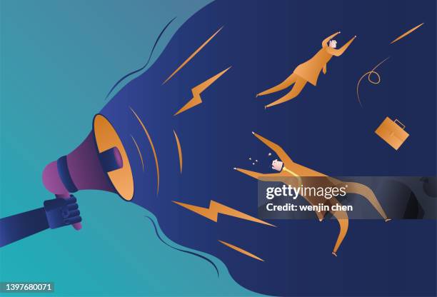 stockillustraties, clipart, cartoons en iconen met megaphone and business men - rage