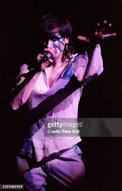 Vocalist Fish of English progressive rock band Marillion performs on stage at Hammersmith Odeon on April 17th, 1983 in London, England.
