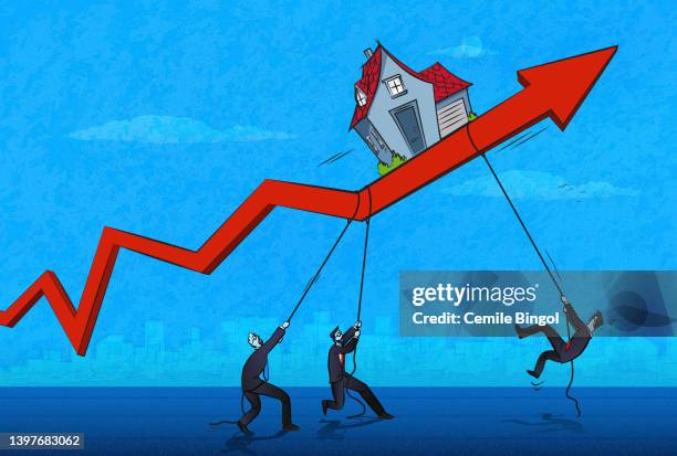 rising house preise - krise stock-grafiken, -clipart, -cartoons und -symbole