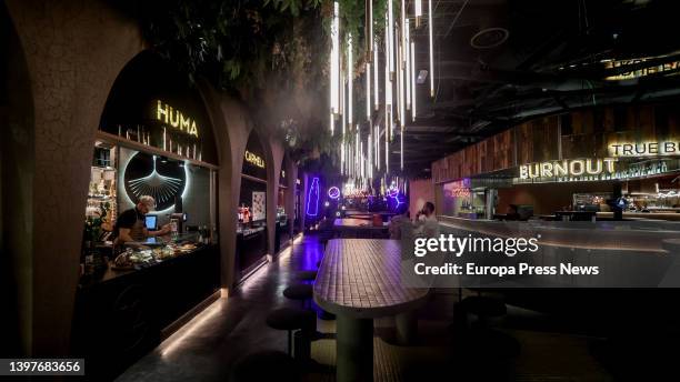 Several stalls at the MAD Gourmets gastronomic market located in the Canalejas Gallery, on May 16 in Madrid, Spain. MAD Gourmets is one of the spaces...