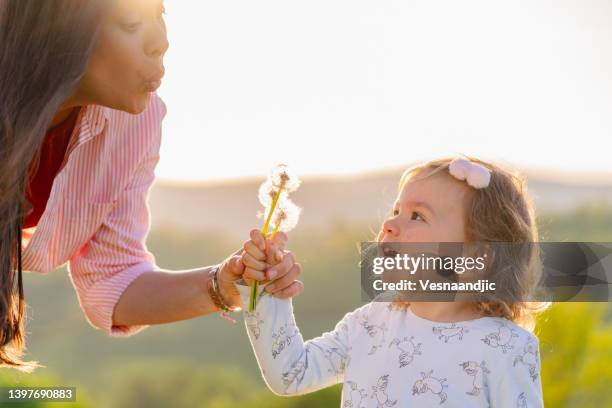 happy family at nature - blowing kiss stock pictures, royalty-free photos & images