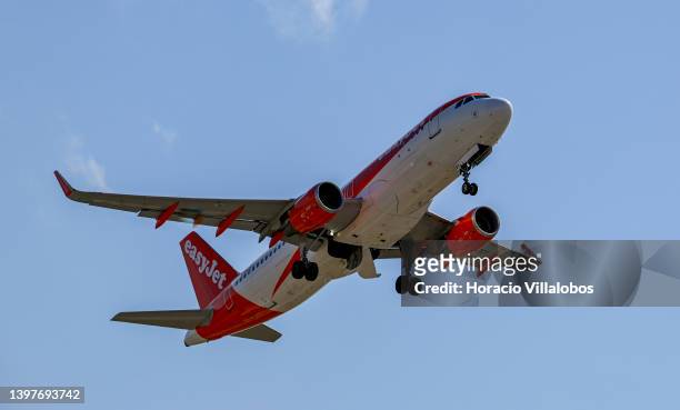 An EasyJet airplane takes off from Humberto Delgado International Airport on May 17 in Lisbon, Portugal. New economic forecasting by the European...