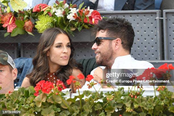 Pablo Lopez and his girlfriend at Rafa Nadal's match against Carlos Alcaraz at the Mutua Madrid Open, on May 6 in Madrid, Spain.