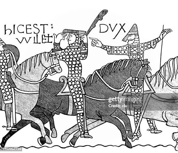 wilhelm der eroberer reitet auf dem pferd - william the conqueror stock-grafiken, -clipart, -cartoons und -symbole