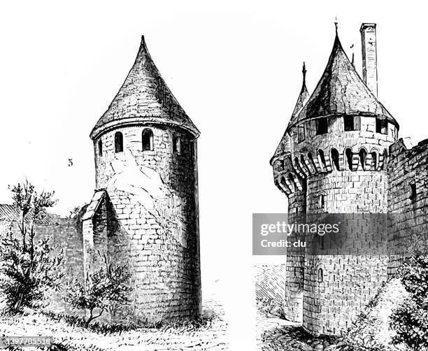 ilustrações de stock, clip art, desenhos animados e ícones de round keep of the 13th century - keep