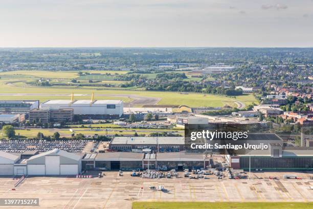 aerial view of brussels airport - zaventem stock-fotos und bilder
