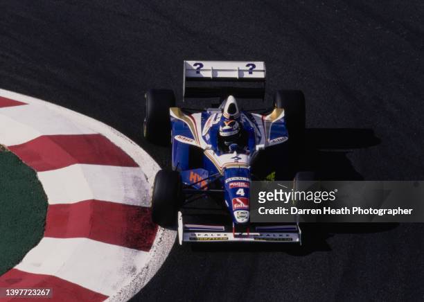 Heinz-Harald Frentzen of Germany drives the Rothmans Williams Renault Williams FW19 Renault RS9 V10 during practice the Formula One French Grand Prix...