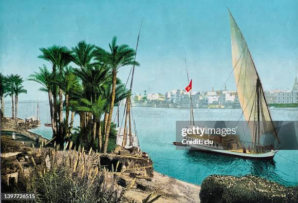 ilustrações de stock, clip art, desenhos animados e ícones de cairo, on the banks of the nile - rio nilo