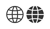 Web icon. Globe or world map symbol. Sign app button vector.