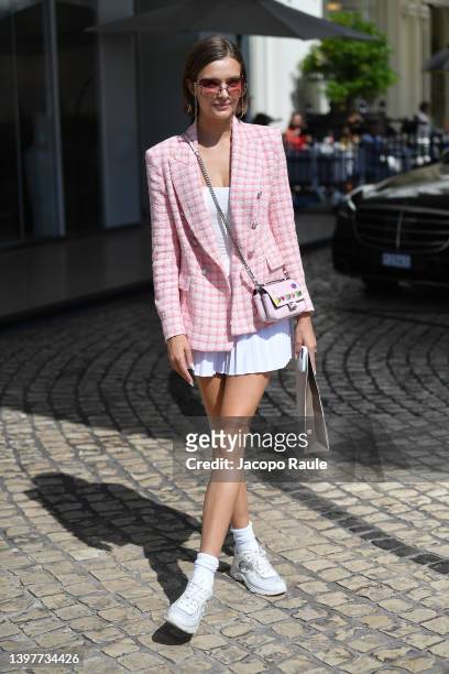 Josephine Skriver is seen during the 75th annual Cannes film festival at on May 17, 2022 in Cannes, France.