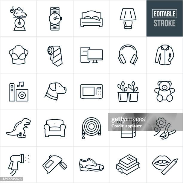retail store departments thin line icons - editable stroke - teddy bear stock illustrations