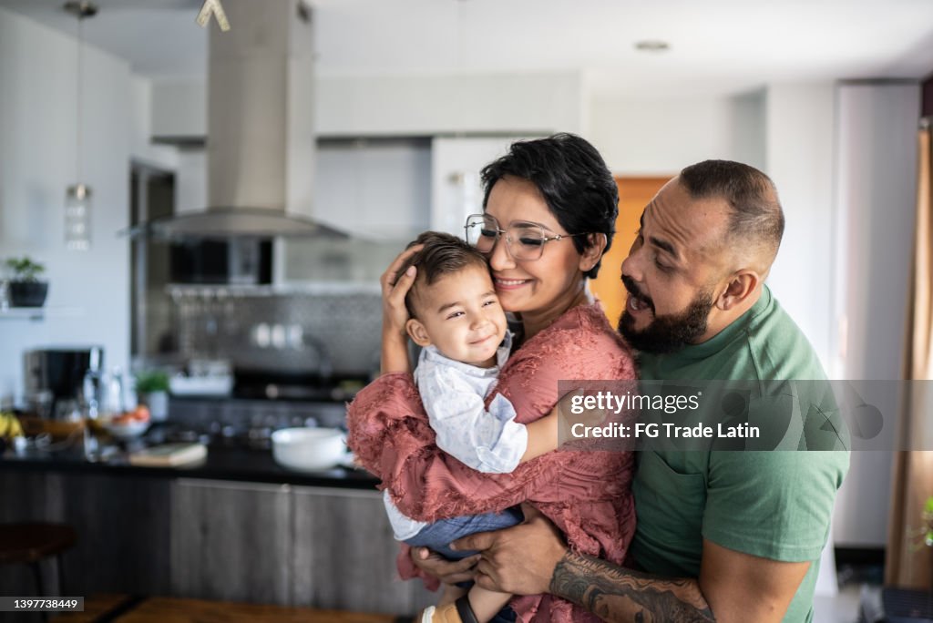 Family together at home