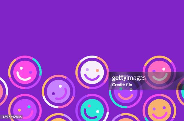 illustrazioni stock, clip art, cartoni animati e icone di tendenza di sfondo sorriso felice - smiley faces