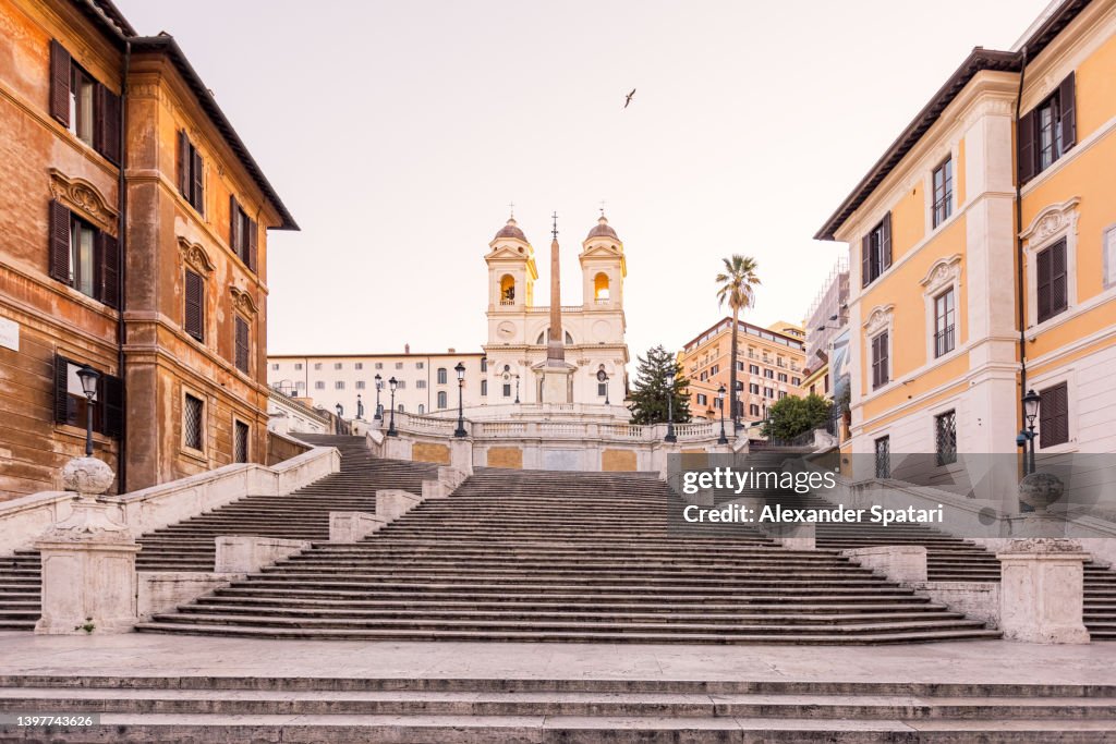Empty Spanish steps early in the morning, Rome, Italy