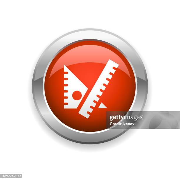 ruler and geometry glossy icon - primary school maths stock illustrations