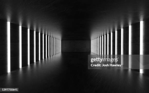 3d rendering architectural background - illuminated corridor stock pictures, royalty-free photos & images