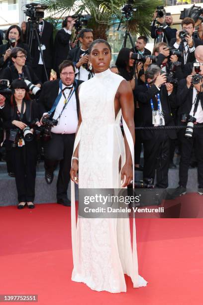 Lashana Lynch attends the screening of "Final Cut " and opening ceremony red carpet for the 75th annual Cannes film festival at Palais des Festivals...