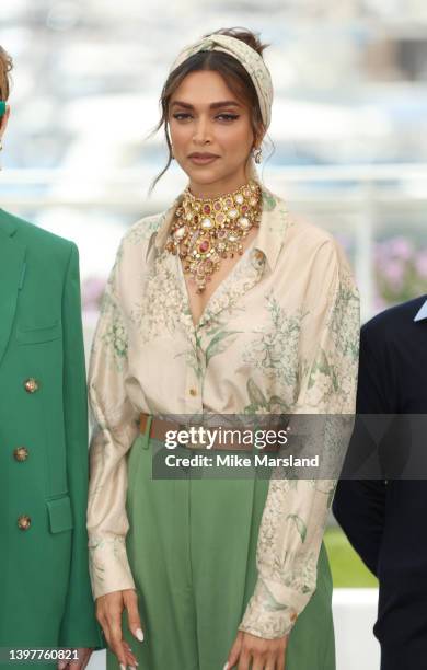 Deepika Padukone attends the photocall for the Jury during the 75th annual Cannes film festival at Palais des Festivals on May 17, 2022 in Cannes,...