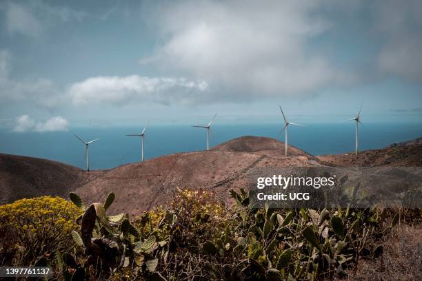 The complex system of the hydroelectric power station of Gorona Del Viento, combining wind, water and electric power, managed to give energy to the...