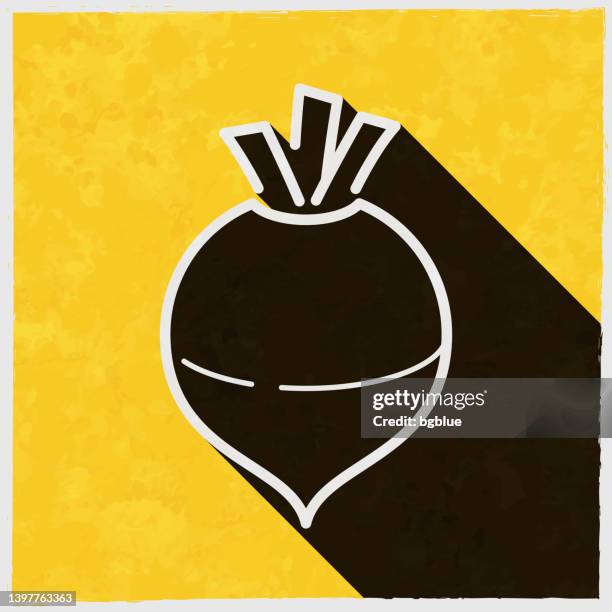 rutabaga. icon with long shadow on textured yellow background - rutabaga 幅插畫檔、美工圖案、卡通及圖標