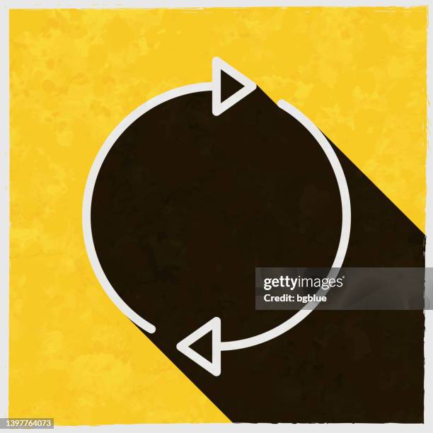 refresh. icon with long shadow on textured yellow background - replay background stock illustrations