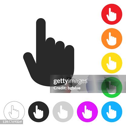 Hand cursor - pointer. Icon on colorful buttons Hand cursor - pointer. Icon on colorful buttons