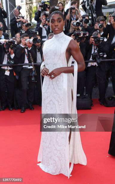 Lashana Lynch attends the screening of "Final Cut " and opening ceremony red carpet for the 75th annual Cannes film festival at Palais des Festivals...