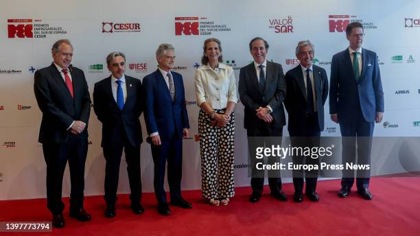 Psychiatrist Luis Rojas Marcos and Infanta Elena pose on their arrival at the 3rd Edition of the Business Awards of Southern Spain at the IESE...