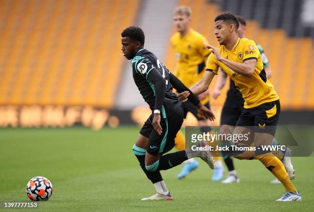 Bali Mumba of Norwich in action during the Premier League 2 Play-offs match between Wolverhampton Wanderers and Norwich City at Molineux on May 17,...