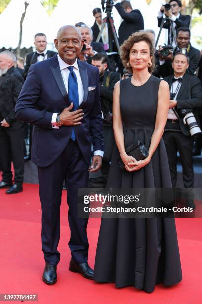 Forest Whitaker and Audrey Azoulay attend the screening of "Final Cut " and opening ceremony red carpet for the 75th annual Cannes film festival at...