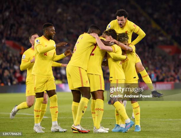 Joel Matip of Liverpool celebrates after scoring the second goal during the Premier League match between Southampton and Liverpool at St Mary's...