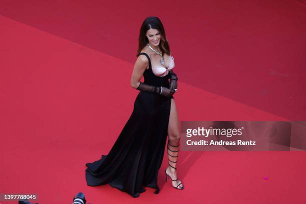 Iris Mittenaere attends the screening of "Final Cut " and opening ceremony red carpet for the 75th annual Cannes film festival at Palais des...