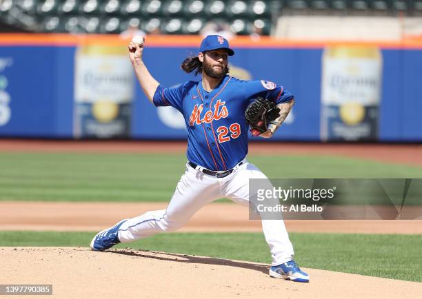 Trevor Williams of the New York Mets pitches against the St. Louis Cardinals during their game at Citi Field on May 17, 2022 in New York City.