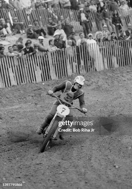 December 03 : Brad Lackey of United States races during the last race of the International Championship Moto-Cross, Trans-AMA Series at Saddleback...