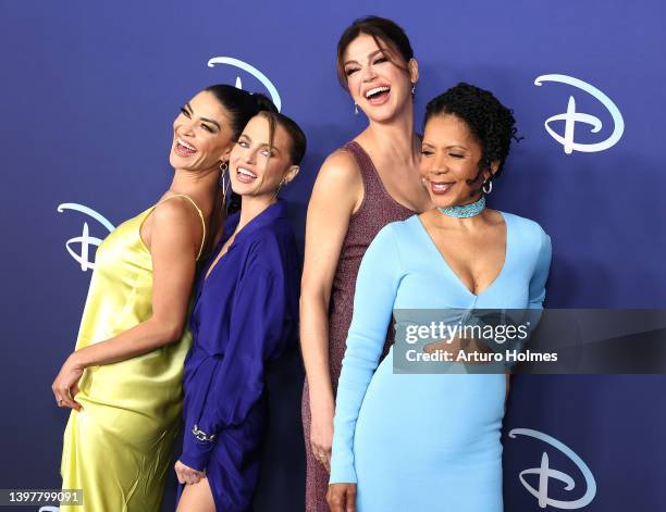 Jessica Szohr, Anne Winters , Adrianne Palicki and Penny Johnson Jerald attend the 2022 ABC Disney Upfront at Basketball City - Pier 36 - South...