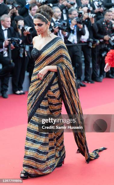 Deepika Padukone attends the screening of "Final Cut " and opening ceremony red carpet for the 75th annual Cannes film festival at Palais des...