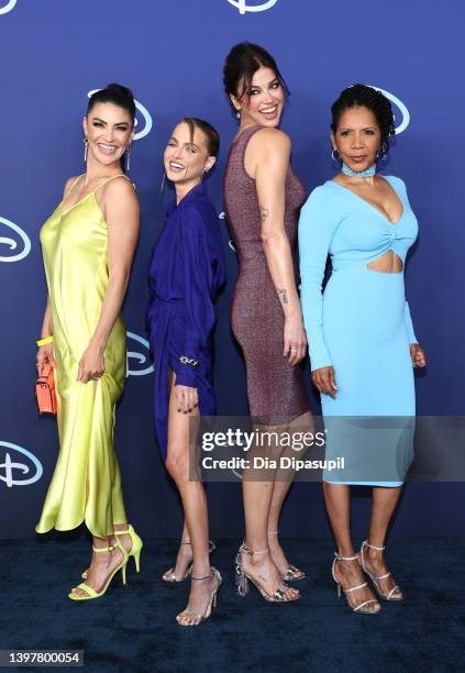 Jessica Szohr, Anne Winters , Adrianne Palicki and Penny Johnson Jerald attend the 2022 ABC Disney Upfront at Basketball City - Pier 36 - South...