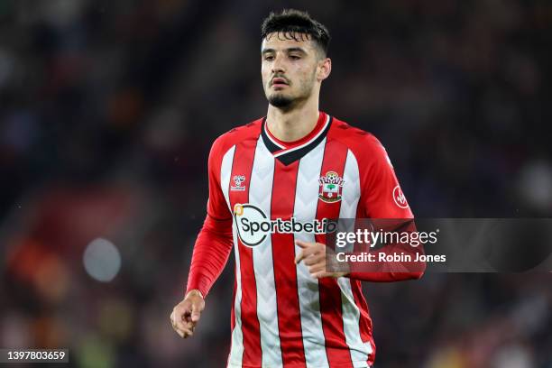 Armando Broja of Southampton during the Premier League match between Southampton and Liverpool at St Mary's Stadium on May 17, 2022 in Southampton,...