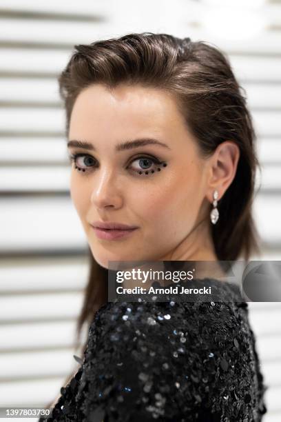 Katherine Langford is seen at the Martinez Hotel during the 75th annual Cannes film festival on May 17, 2022 in Cannes, France.